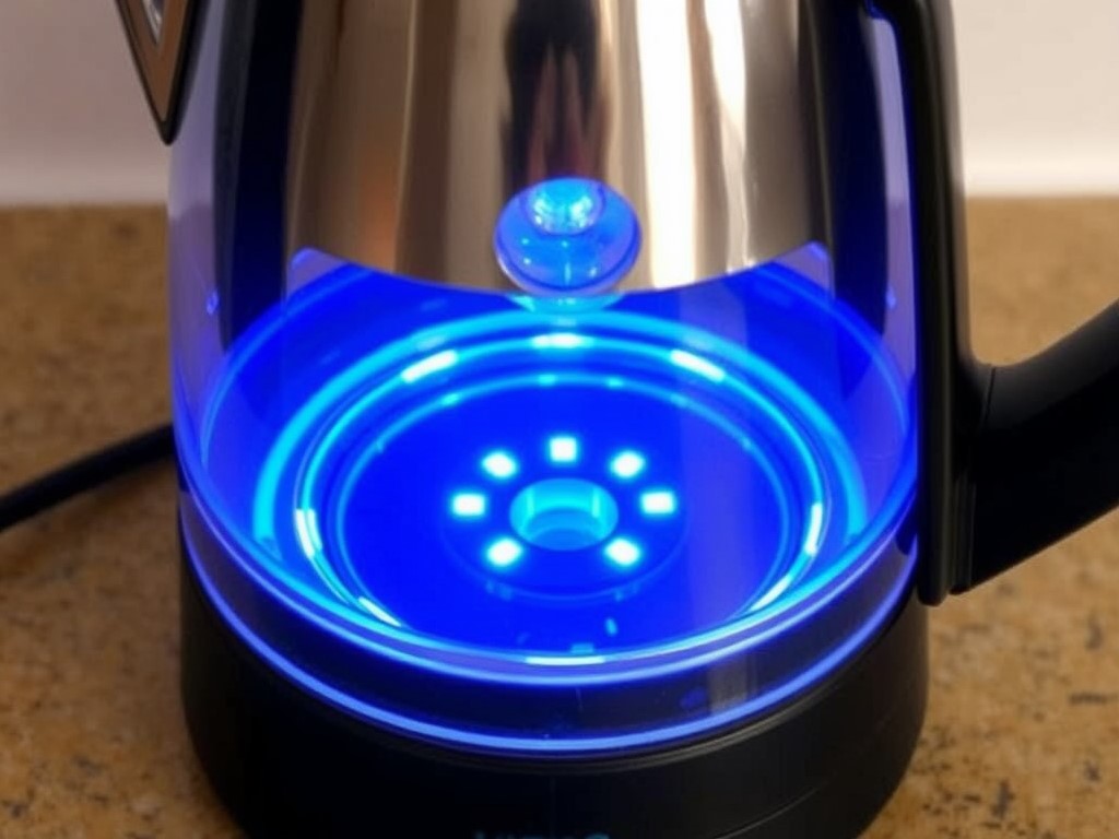 blue LEDs illuminate the water 