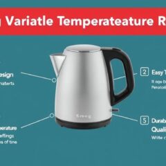 SMEG 7-Cup Variable Temperature Electric Kettle - Retro Style Aesthetic with Advanced Technology - Stainless Steel