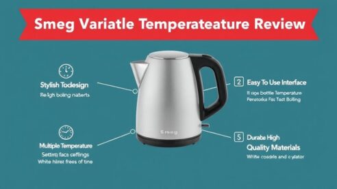 SMEG 7-Cup Variable Temperature Electric Kettle - Retro Style Aesthetic with Advanced Technology - Stainless Steel