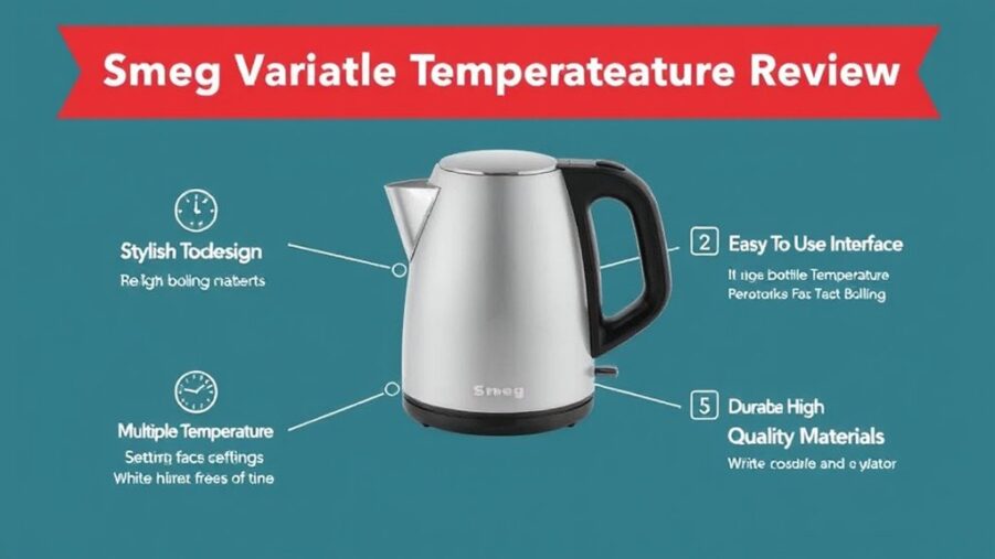 SMEG 7-Cup Variable Temperature Electric Kettle - Retro Style Aesthetic with Advanced Technology - Stainless Steel