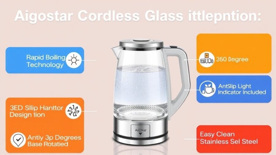 Aigostar Cordless Glass Kettle